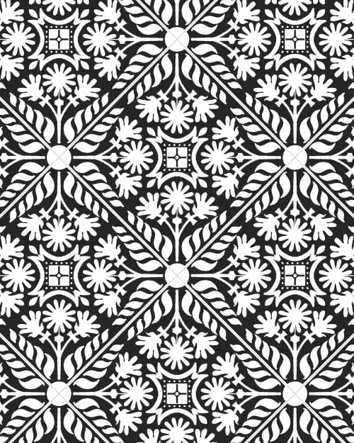 Floral Tile Contact Paper - Black and White, multiple option | Wallpaper by Samantha Santana Wallpaper & Home