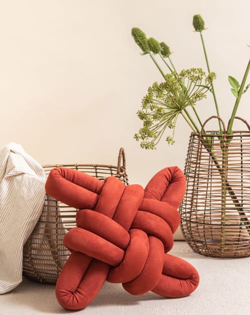 Red Earth Vegan Suede Knot Pillow | Pillows by Knots Studio