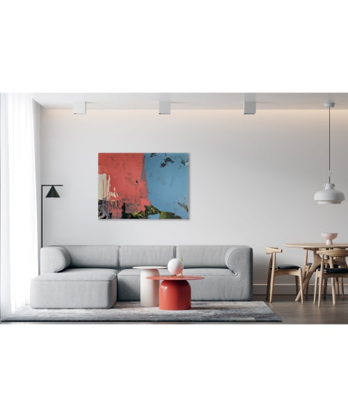 Blue Coral Drip Original Painting on Stretched Canvas | Mixed Media by Jessalin Beutler