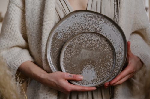 Dinner Set (2 plates) - NorthernLights organic natural shape | Dinnerware by Laima Ceramics