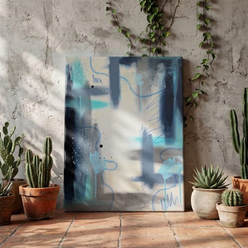The Oscillation | Blue Abstract Original Painting | Oil And Acrylic Painting in Paintings by Abby May