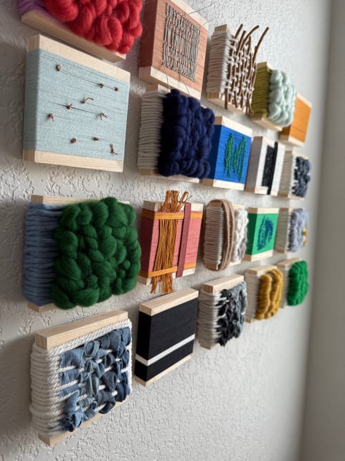 Series of 20 Mini Woven Tiles | Wall Sculpture in Wall Hangings by Mpwovenn Fiber Art by Mindy Pantuso