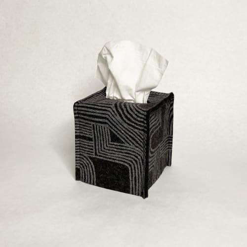 Tissue Box Cover Rake Charcoal | Decorative Box in Decorative Objects by Lorraine Tuson