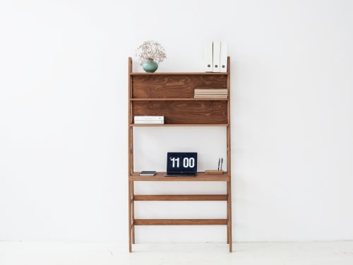 Mid century desk, Wood desk, Bookcase desk, Mid century mode | Storage by Plywood Project