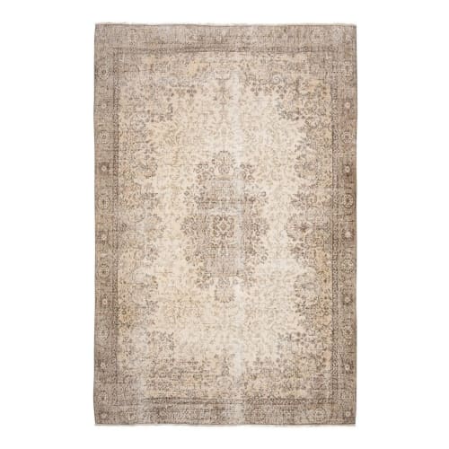 Distressed Turkish Oushak Rug - Area Rug 6'7" X 9'11" | Rugs by Vintage Pillows Store