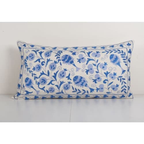 Uzbek Blue Suzani Cushion Cover, Suzani Pillow Case Made fro | Pillows by Vintage Pillows Store