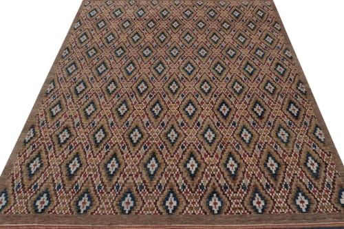 Rug & Kilim’s Moroccan Rug In Brown, Red, And Blue Diamond Patterns | Rugs by Rug and Kilim