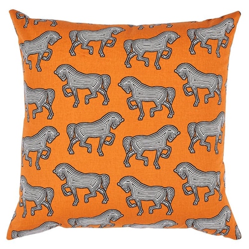 Faubourg Orange Horse Throw Pillow | Pillows by Kevin Francis Design
