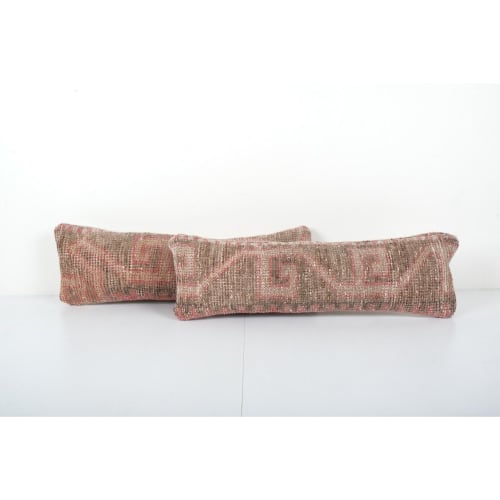 Pair Vintage Turkish Rug Pillow, Handmade Wool Pillow, Match | Cushion in Pillows by Vintage Pillows Store