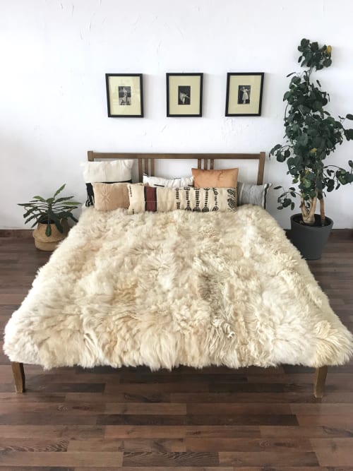 Ivory Plush Sheepskin Bed Cover / Rug | Area Rug in Rugs by East Perry