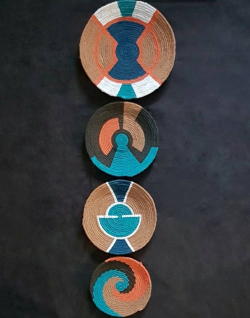Set of 4 Boho Baskets Wall Decor | Decorative Plate in Decorative Objects by Sarmal Design