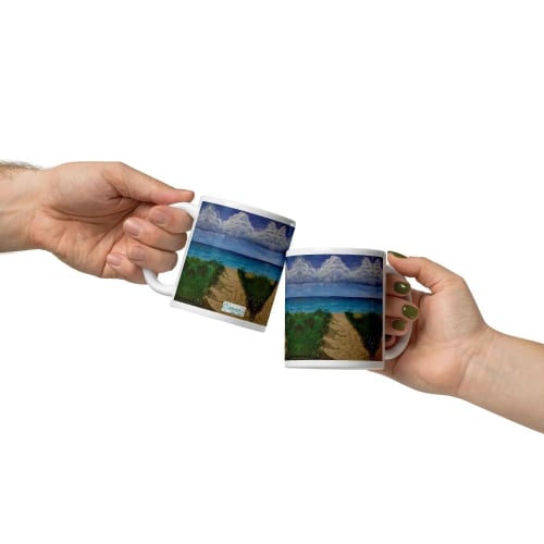 Coffee Mug - Edge of Calm - Coastal Pathway Scene | Work by Eman's Gallery