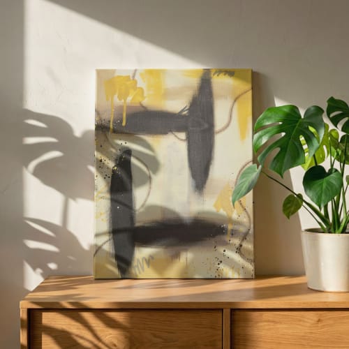 Golden Kindling | Ochre Abstract Original Painting | Oil And Acrylic Painting in Paintings by Abby May