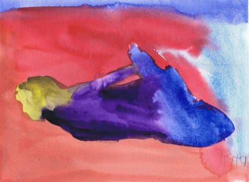 Rocking Horse Pose - Original Watercolor | Paintings by Rita Winkler - "My Art, My Shop" (original watercolors by artist with Down syndrome)