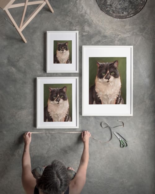 Judgmental Tuxedo Cat Art Print, Funny Side Eye Wall Art, Giclée Paper Painting | Prints in Paintings by The Ugly Cat Studio