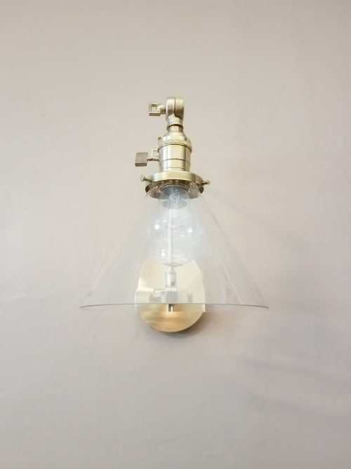 Swing Arm Adjustable Wall Light - Glass Cone Shade | Sconces by Retro Steam Works