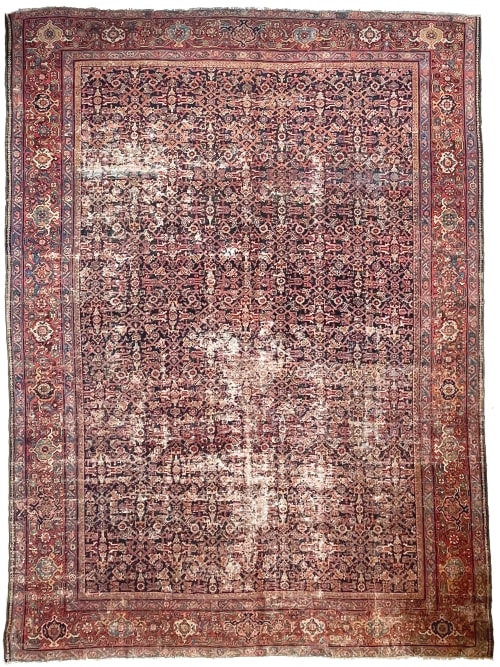 GENUINE ANTIQUE PERSIAN CARPET - Very Moody & Deep Old-World | Area Rug in Rugs by The Loom House