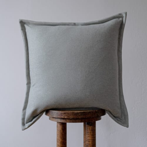 Light Blue Wool with Flange Pillow 22x22 | Pillows by Vantage Design