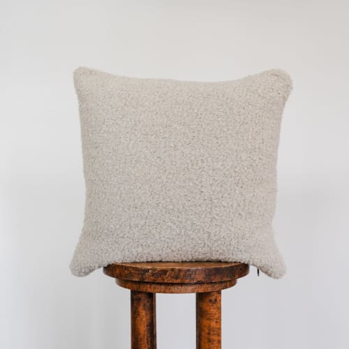 Curly Oatmeal Alpaca Pillow 18x18 | Pillows by Vantage Design