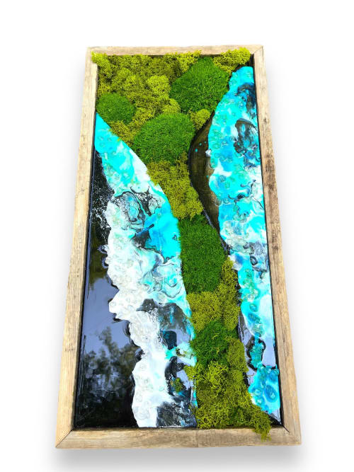 Organic Modern Wall Art Moss Geode-Inspired Resin with Glass | Plants & Landscape by Sarah Montgomery