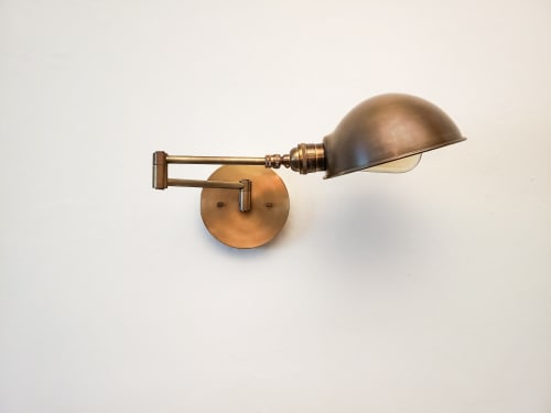 Swing Arm Adjustable Wall Light - Matte Black & Brass | Sconces by Retro Steam Works