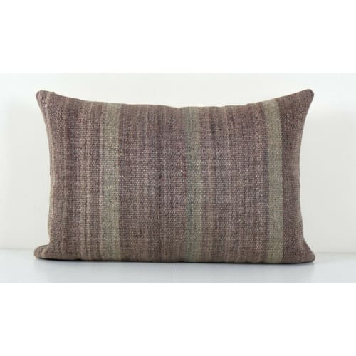 Gray Turkish Lumbar Kilim Pillow, Wool Throw Pillow | Linens & Bedding by Vintage Pillows Store