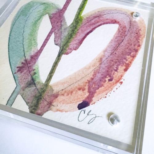 Stay Close - Acrylic Heart Block Painting | Paintings by carrie song