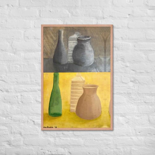 Framed Print - Skins - Dyptich Tonal Still Life Vessels | Work by Eman's Gallery