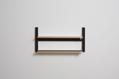 Folding Wall Shelf | Fläpps Shelf 80x40-2 | Wide Bookshelf, Plant Shelf, Birch Plywood, Black | Shelving in Storage by AMBIVALENZ