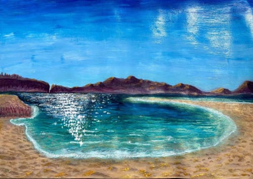 Solitude – Original Contemporary Naxos Seascape Acrylic Painting | Oil And Acrylic Painting in Paintings by Eman's Gallery