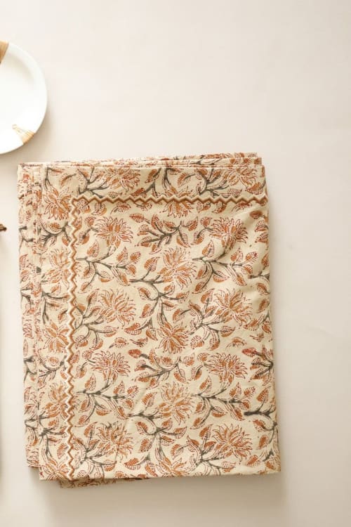 Ochre Grove Kalamkari Tablecloth | Linens & Bedding by Ninéh