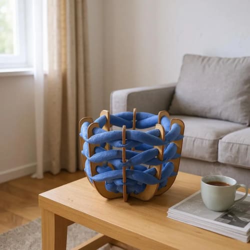 (S) Hull Basket in Cobalt Ultra suede | Storage Basket in Storage by Knots Studio