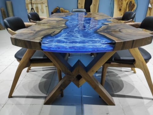 Living Edge Dark Walnut Resin Dining Table, Kitchen table | Tables by LuxuryEpoxyFurniture