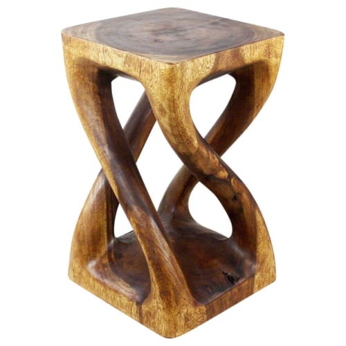 Haussmann® Wood Vine Twist Stool Accent Table 14 in x 23 in | Chairs by Haussmann®