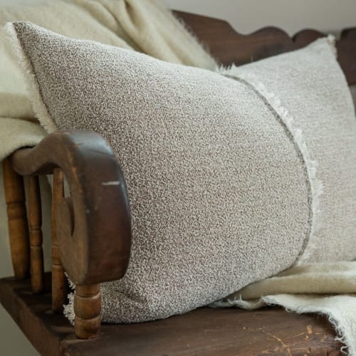 Italian Cream / Brown Melange Lumbar 18x26 | Pillows by Vantage Design