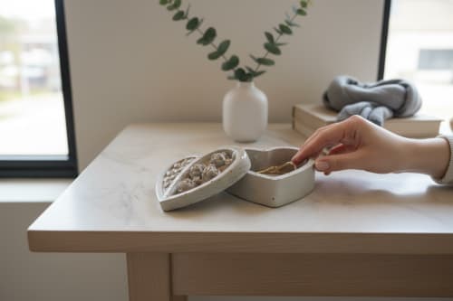 Dusty Salt Empire Heart Jar / Box | Decorative Box in Decorative Objects by RAW & UNIQ