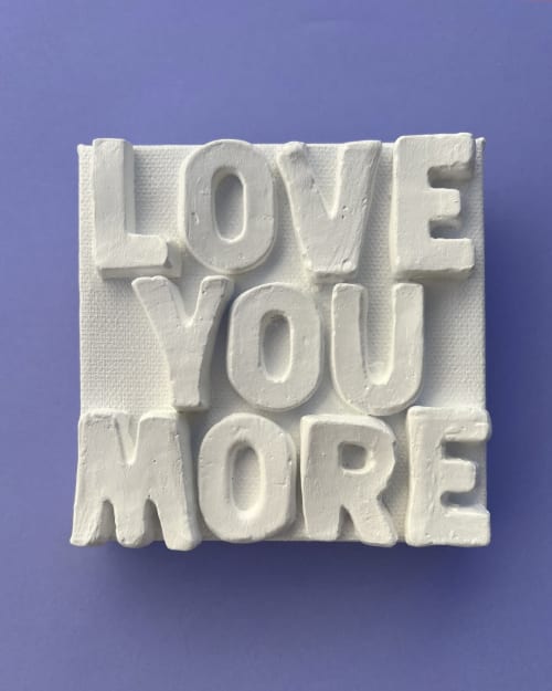 Love You More 4" x 4" | Mixed Media in Paintings by Emeline Tate