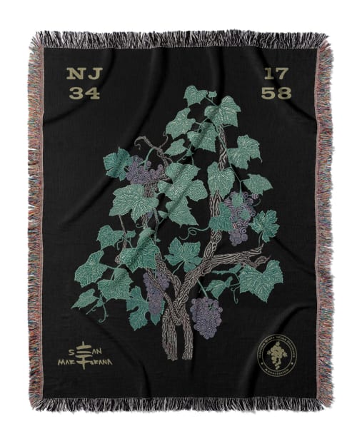 VIN - Ambrosia Grape Vine Jacquard Woven Blanket for the Gar | Linens & Bedding by Sean Martorana