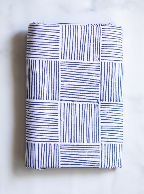 Table Throw - Stripes, Navy | Linens & Bedding by Mended