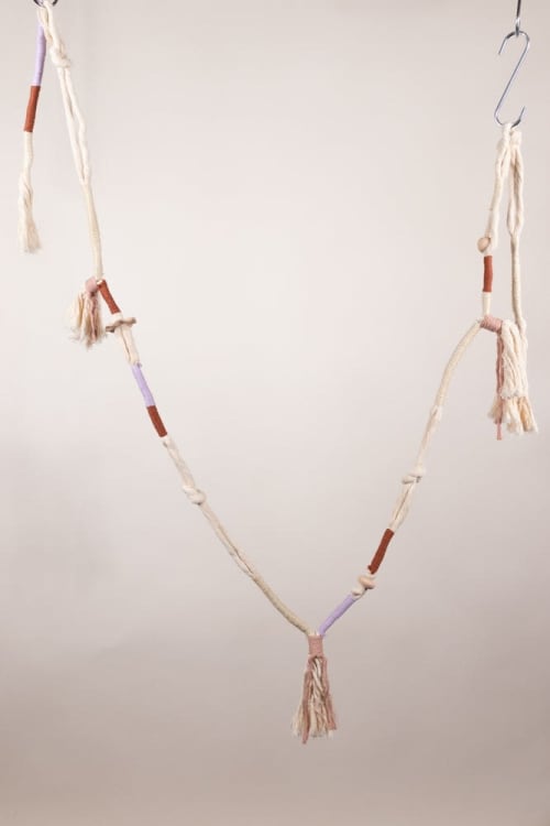 Wrapped Garland with Porcelain Charms | Wall Hangings by Modern Macramé by Emily Katz