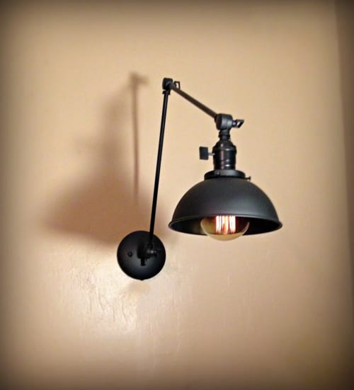 Swing Arm Adjustable Wall Sconce - Matte Black Industrial | Sconces by Retro Steam Works