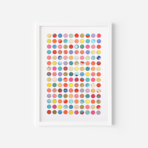 One Hundred and Fifty Splash Dots Painting, Gold | Collage in Paintings by Amelia Coward