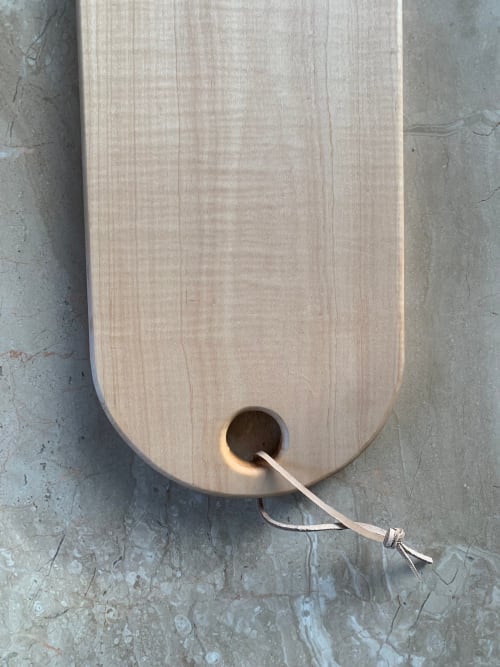 Curly Maple Serving Board | Minimal | Leather Tie | Decorative Objects by S W E V E N
