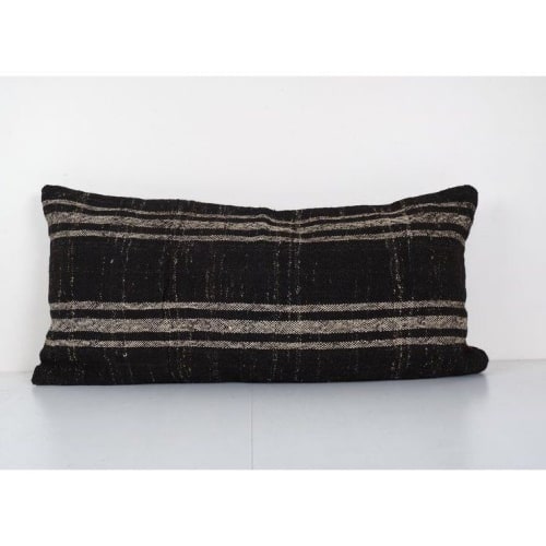 Ethnic Goat Hair Lumbar Kilim Pillow Cover from Anatolian, H | Pillows by Vintage Pillows Store