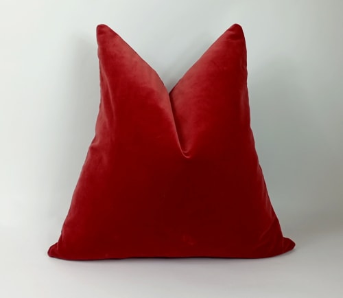 Amber velvet pillow, orangey red velvet pillow | Pillows by velvet + linen