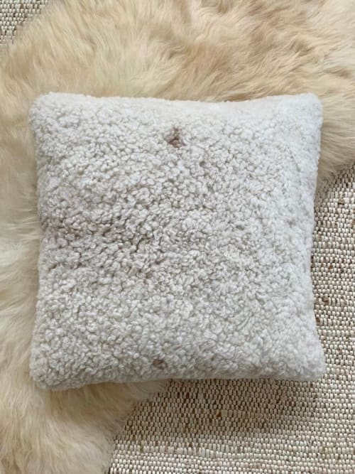 18”’x 18” Ivory and Beige Shearling Pillow | Cushion in Pillows by East Perry