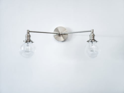 2-Light Vanity Mirror Sconce - Brushed Brass Modern | Sconces by Retro Steam Works