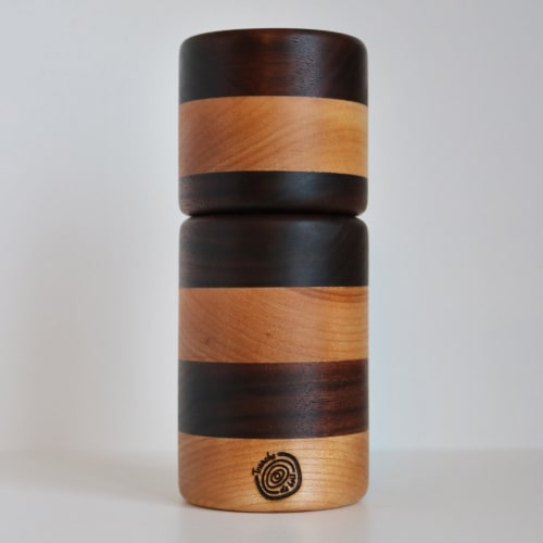 Wooden pepper mill - cherry(birch)/walnut - 6'' | Vessels & Containers by Slice of wood / Tranche de bois