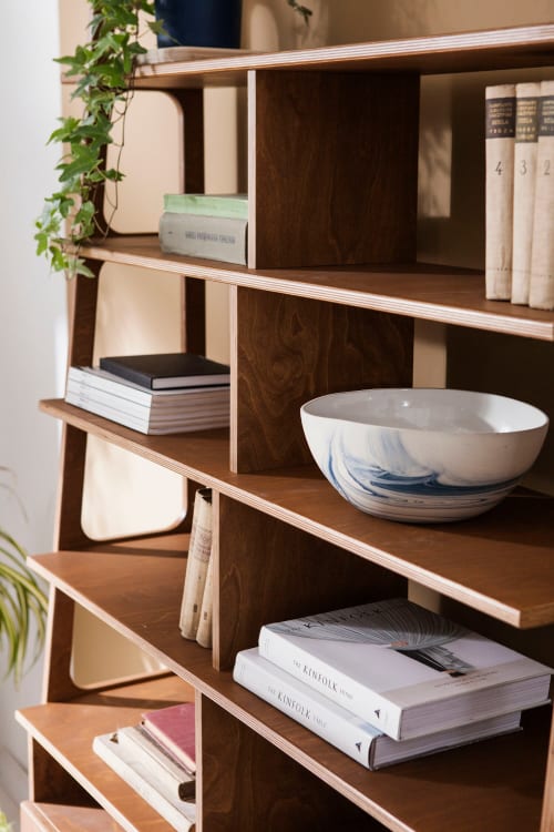 Ladder bookshelf, Modular wall shelving, Custom furniture | Storage by Plywood Project