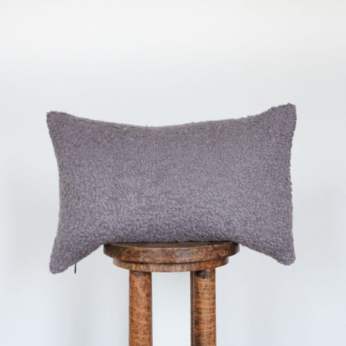 Dusty Purple Curly Alpaca Lumbar Pillow 14x22 | Pillows by Vantage Design